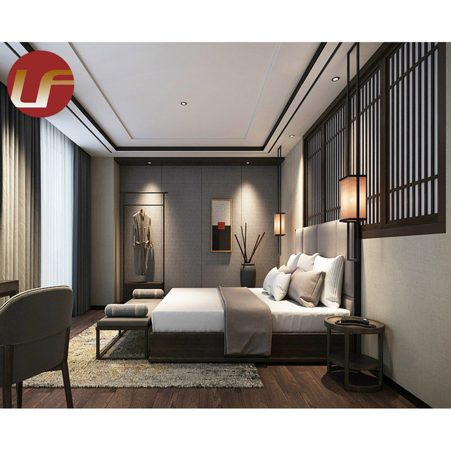 Foshan Veneer Commercial Apartment Bedroom Set Luxury Hotel Room Furniture Hotel Bedroom Sets 