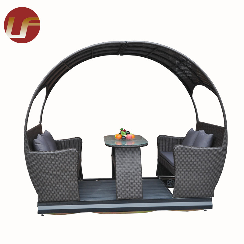 Alu Frame Rattan Outdoor Furniture Round Sofa Bed Recliner Day Bed