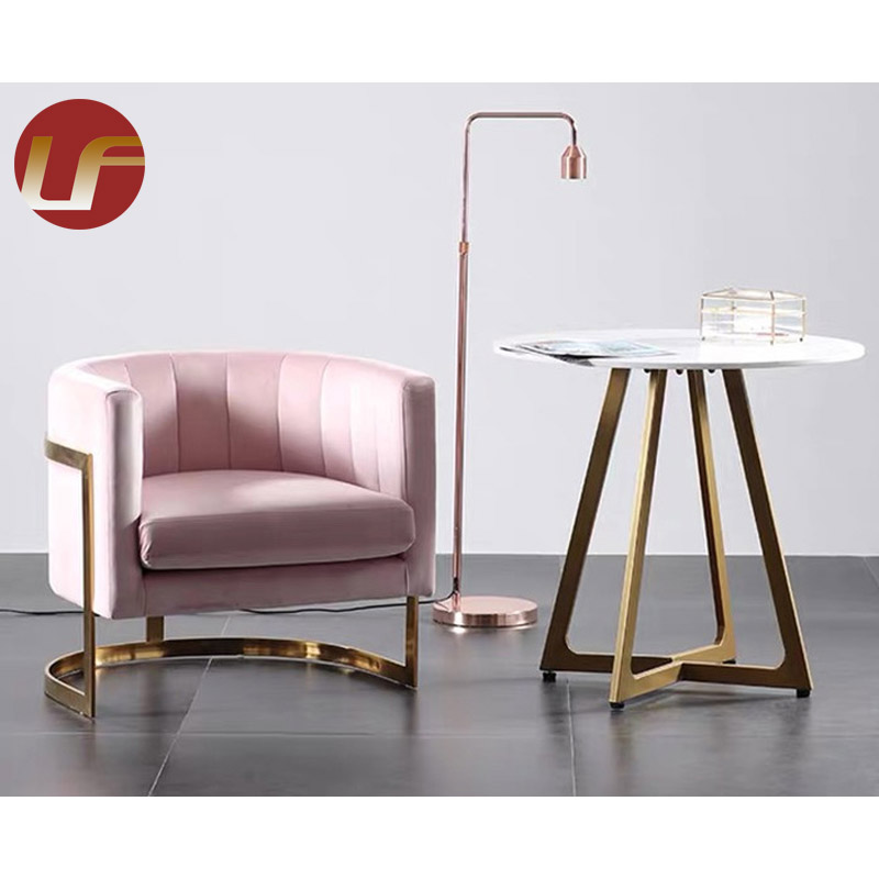 Modern Stainless Steel Upholstered Lounge Armrest Dining Chair In Gold