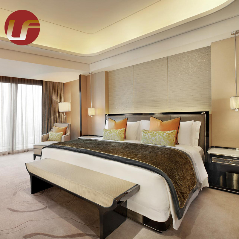 Luxury Hotel Furniture Suite Custom Metal Fabric Hotel Bedroom Set