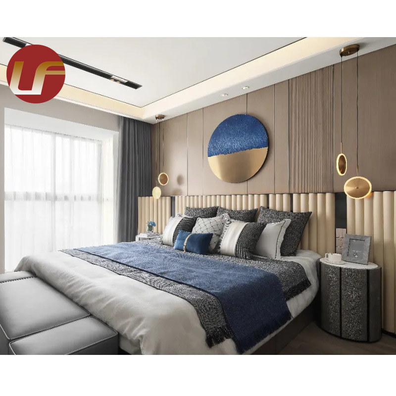 Foshan Furniture Wholesale Nordic Bedroom Room Bed Design Furniture Luxury Wooden Leather Double King Size Bed Set