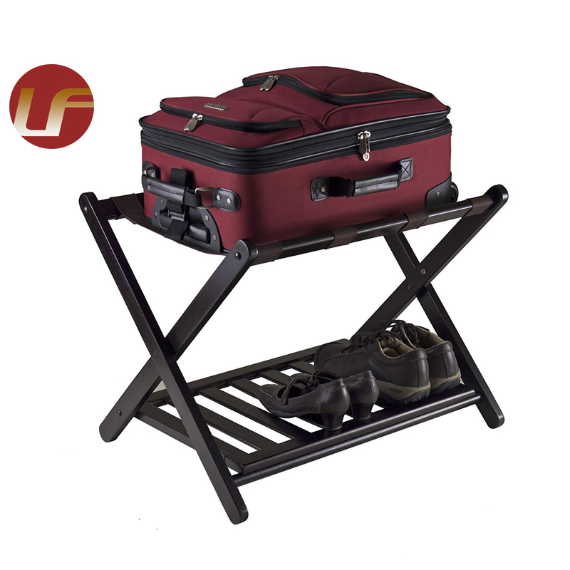 Hotel Bedroom Furniture Foldable Solid Wood Luggage Rack With Stand