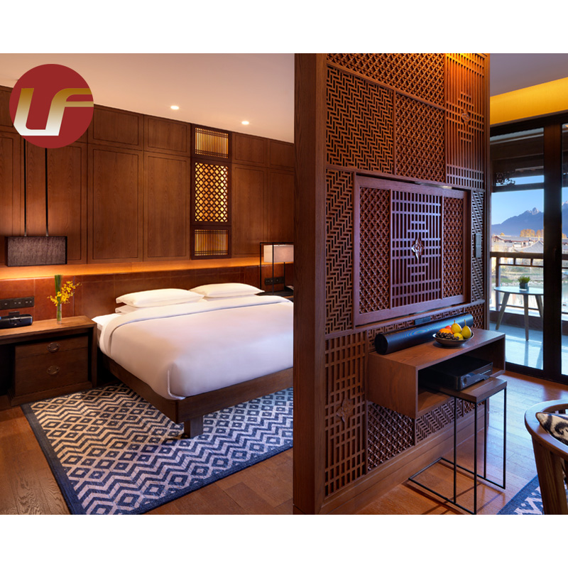 Super 8 Dark Walnut Customized King Size Hotel Bedroom Sets Hotel Bed Room Furniture Set