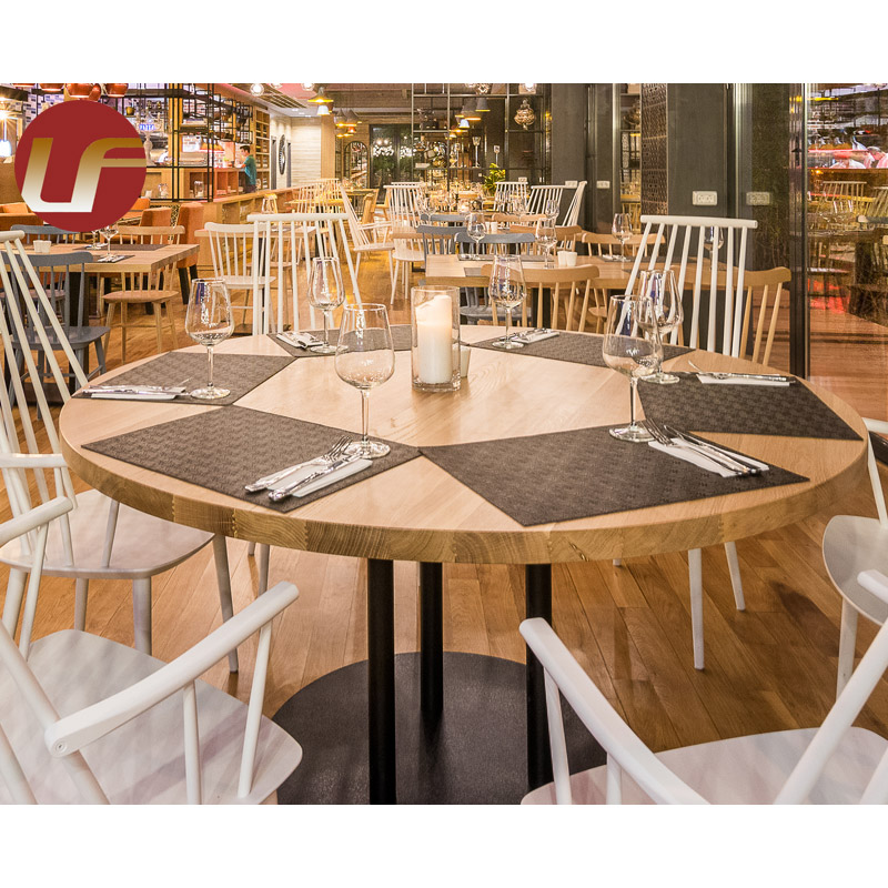 Foshan Restaurant Furniture Solution Ladder Back Wood Restaurant Chairs Table with Sofa Set Comedores 