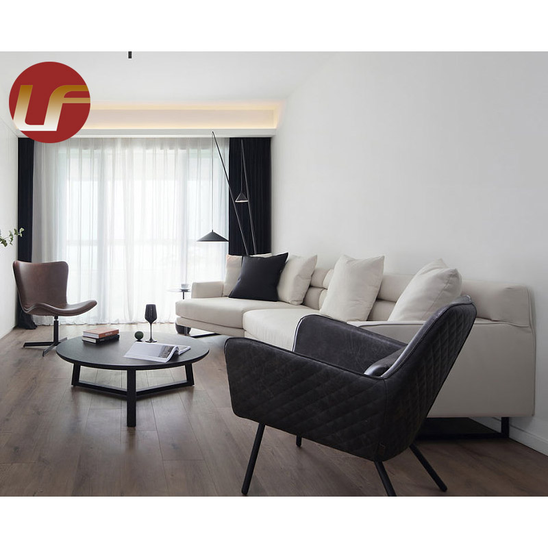 Hotel Living Room Furniture Hotel Light Luxury Wrought Black Wooden Frame Fabric Cushion Latest Sofa Sets