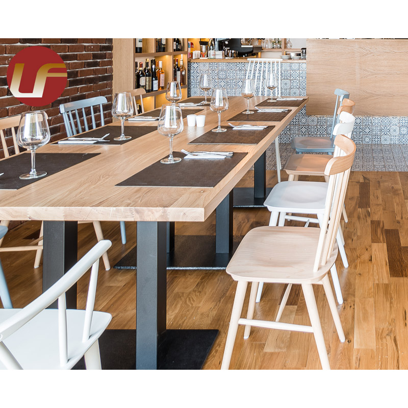 Foshan Restaurant Furniture Solution Ladder Back Wood Restaurant Chairs Table with Sofa Set Comedores 