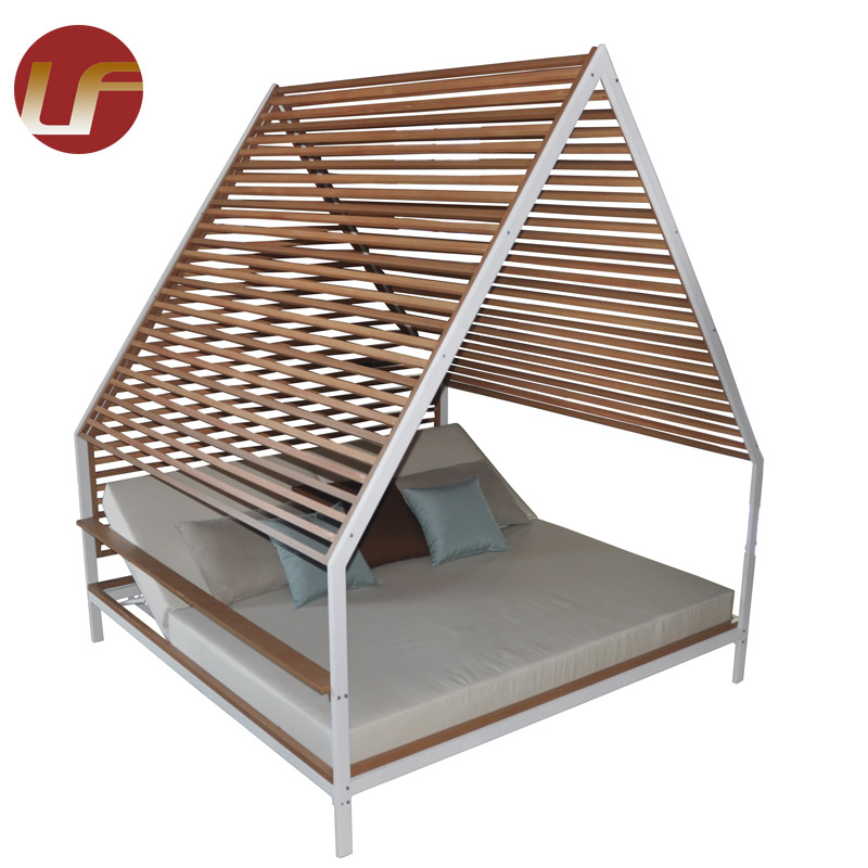 Triangle Shape Wicker Daybed Outdoor Sun Bed Patio Chaise Lounge Daybed Garden Furniture Rattan Day Bed