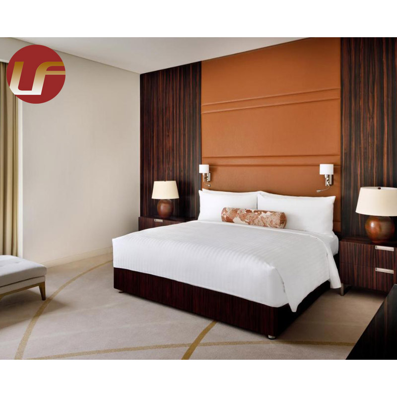 Natural Appearance Veneer Finished Hotel Bedroom Furniture Set